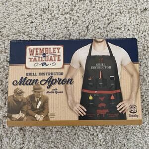 Tailgate Grill Instructor Man Apron w/Beer Bottle Opener & Phone Pocket NEW
